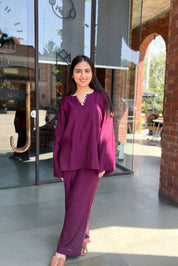 PURPLE BELL SLEEVE TOP